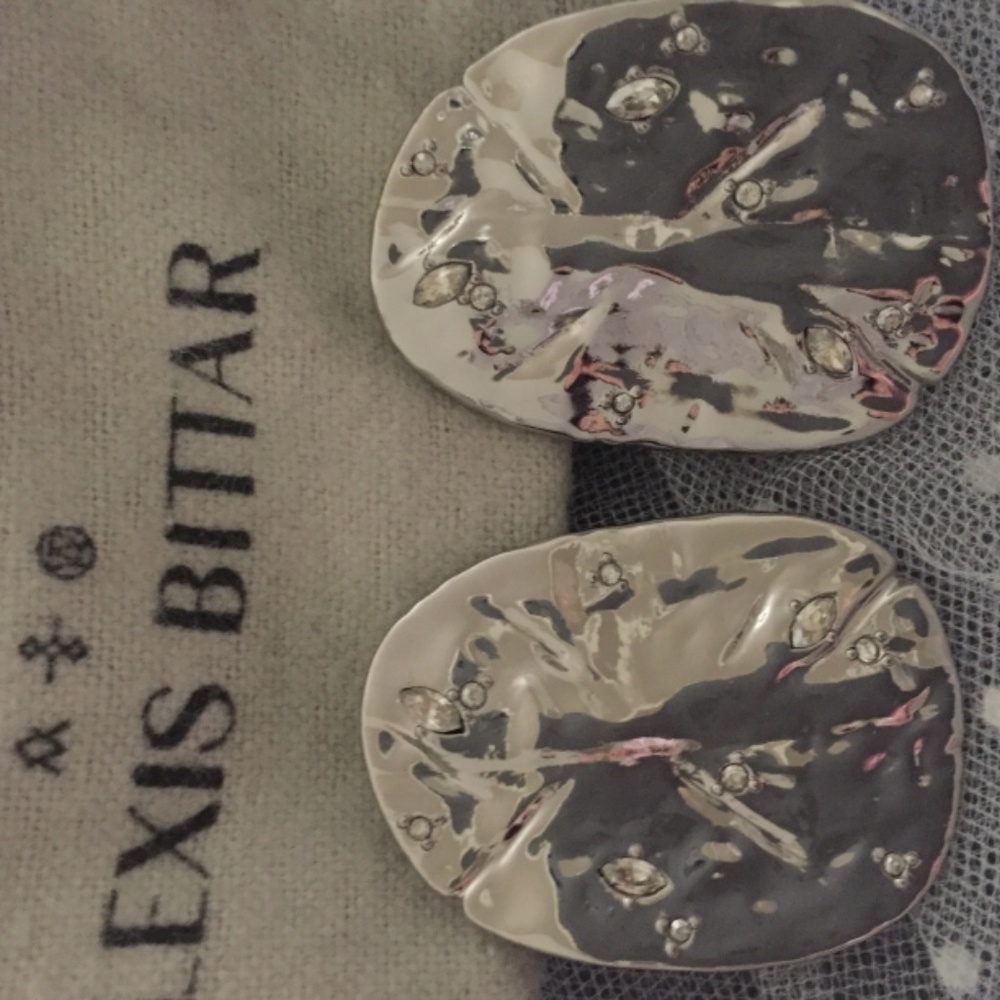 Alexis Bittar Encrusted Rocky Disc Clip On Earrings - Picture 5 of 5
